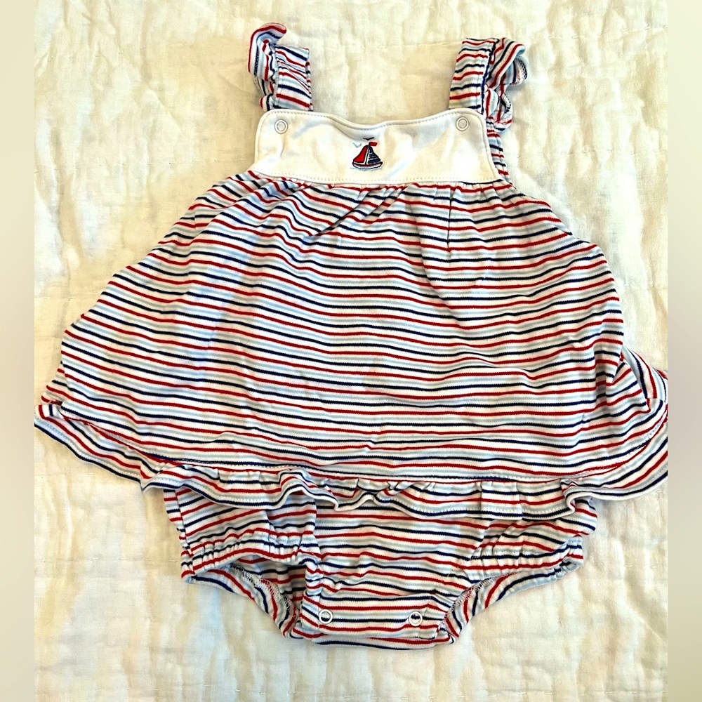 Kissy Kissy Nautical Bubble/ Skirted Romper 9m